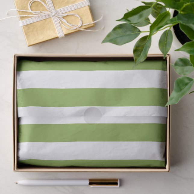 Papel De Seda Christmas Green and White Striped (Presente)