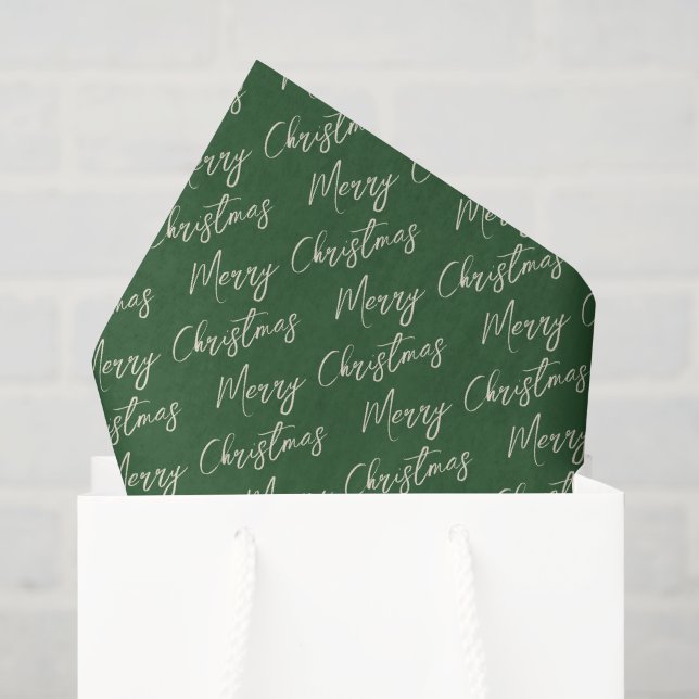 Papel De Seda Christmas Green Elegant Script (Sacola de presentes)