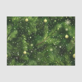 PAPEL DE SEDA CHRISTMAS GREEN FERN BRANCHES & BALLS
