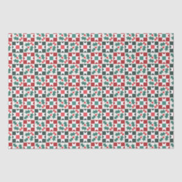 Papel De Seda Christmas Holly deixa Geo Quilt