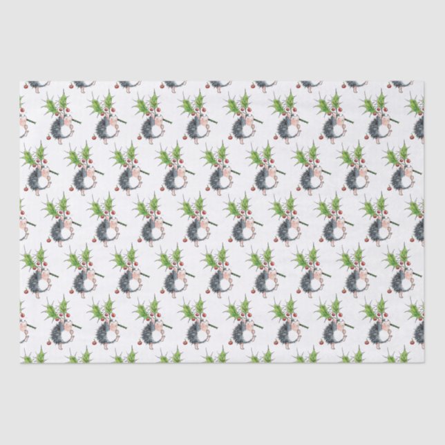 Papel De Seda Christmas Holly Hedgehog (Frente )