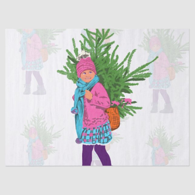 Papel De Seda Christmas Illustrated Holiday Tissue Paper (Frente )