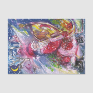 PAPEL DE SEDA CHRISTMAS NOITE /SANTA CLAUS JOGANDO HARP