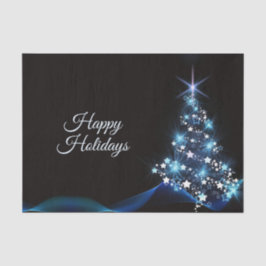 Papel De Seda Christmas Party Blue Tree Shiny Black Elegant