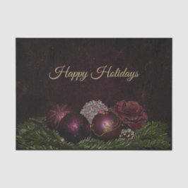 Papel De Seda Christmas Party Pink Ornament Green Leaves Black