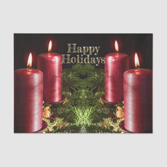 Papel De Seda Christmas Party Red Candles Winter Holidays (Frente )