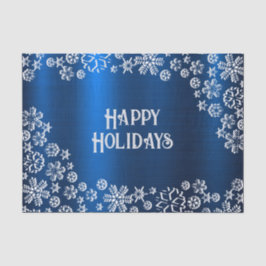 Papel De Seda Christmas Party White Snowflakes Navy Blue
