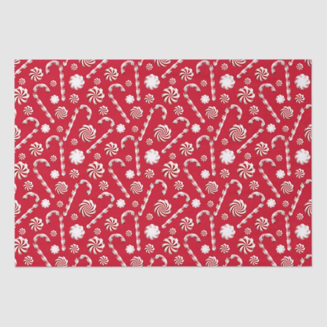 Papel De Seda Christmas Peppermint | Candy Swirl Holiday Pattern (Frente )