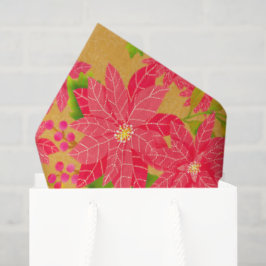 Papel De Seda Christmas Poinsettia Gold Orange