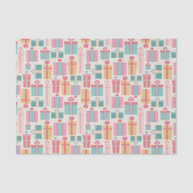 Papel De Seda Christmas Present Abstract Pattern Pastel Colors (Frente )