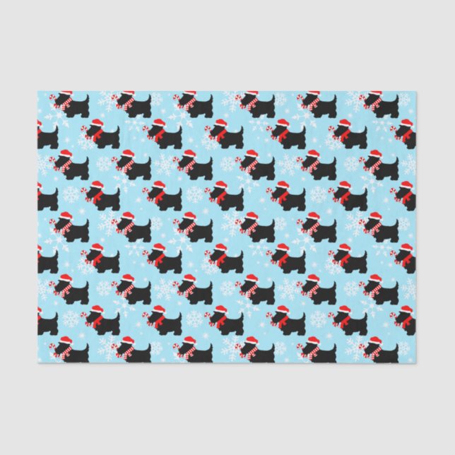 Papel De Seda Christmas Scottie Dogs Pattern (Frente )