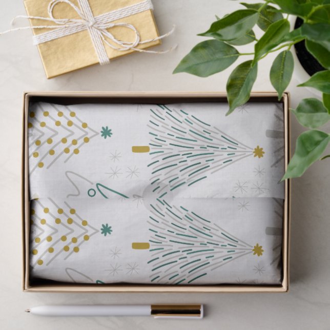 Papel De Seda Christmas Trees Gift Wrapping Paper (Presente)