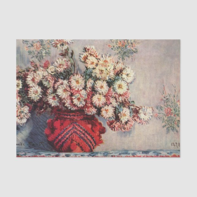 Papel De Seda Chrysanthemums por Claude Monet (Frente )