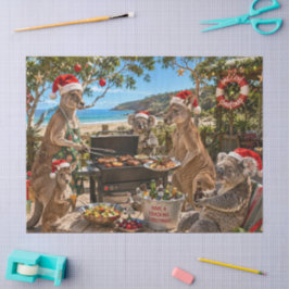 Papel De Seda Churrasco de Natal à Beira-Mar com Cangurus e Coal