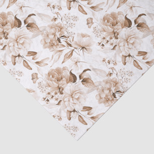 Papel De Seda Chuva de Bebê Boho Arte Floral Sépia Vintage 1600s