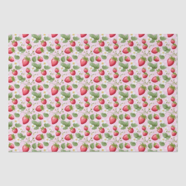 Papel De Seda Chuva de Bebê Nascimento Rosa Vermelho Morango  (Frente )