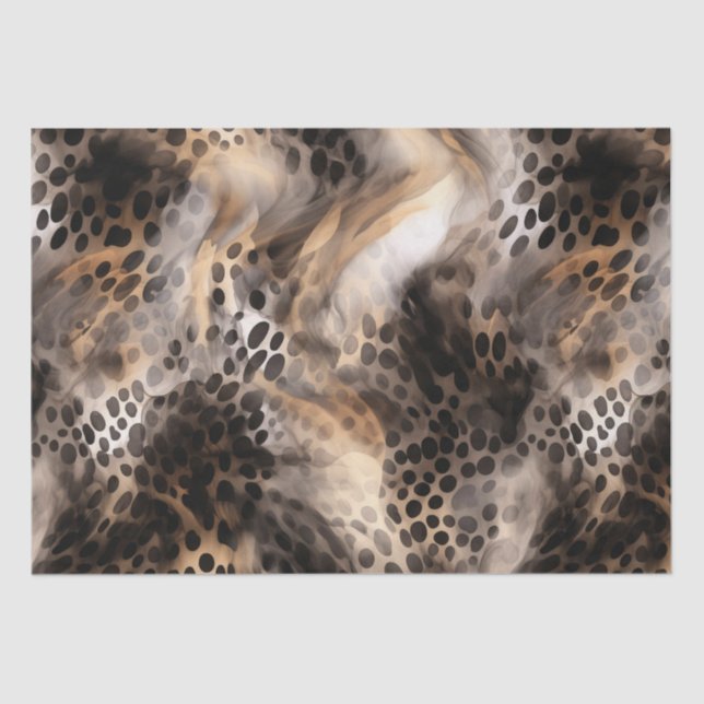 Papel De Seda Chuva de Noiva Preto Creme Leopardo Animal (Frente )