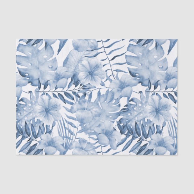 Papel De Seda Chuva Tropical de Flores Roxas e Azuis para Noiva (Frente )
