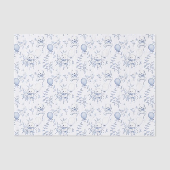 Papel De Seda Chuveiro de Bebê Toile Teddy Bear Chinoiserie (Frente )