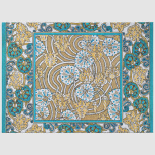 Papel De Seda ciclamen azul arte nova flor botânica