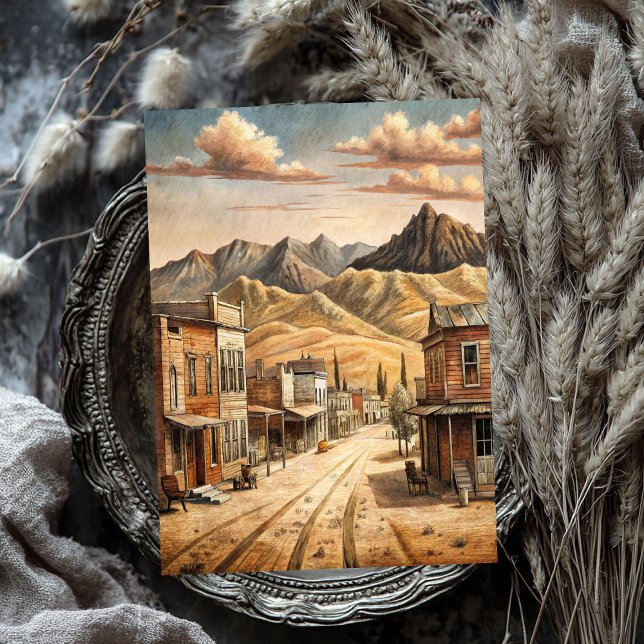 Papel De Seda Cidade pequena ocidental na pradaria oeste selvage (Western small town in wild west prairie tissue paper)