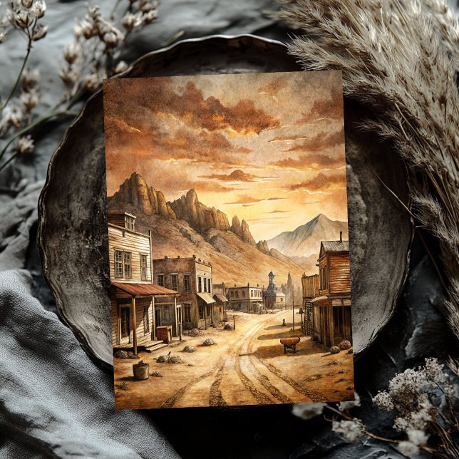 Papel De Seda Cidade pequena ocidental na pradaria oeste selvage (Western small town in wild west prairie tissue paper)