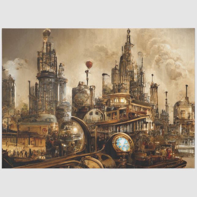 Papel De Seda Cidade Steampunk (Frente )