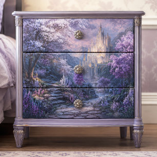 Papel De Seda Cidadela Gótica Branca Resplandecente Vale Lavanda