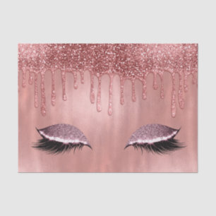 Papel De Seda Cílios com Brilho Dourado Rosa e Gotas Pinceladas