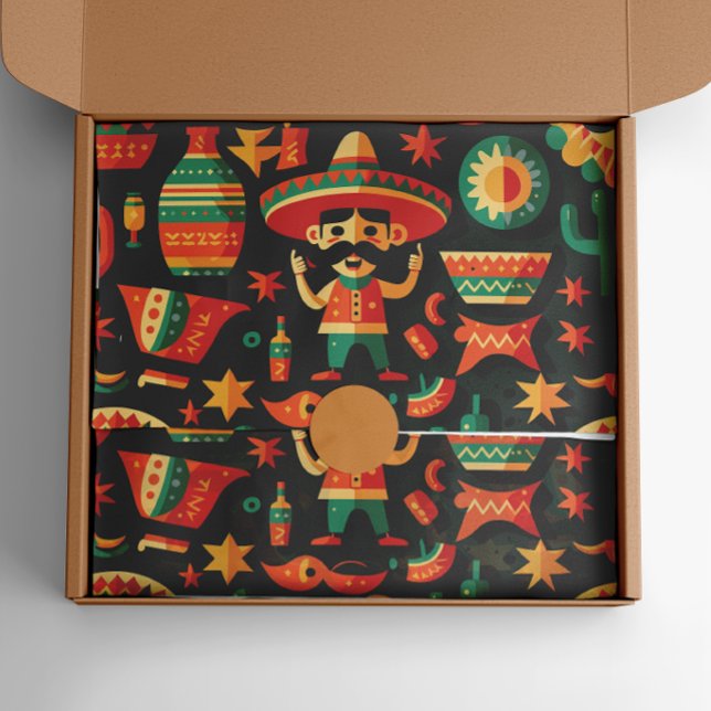 Papel De Seda Cinco de Mayo. Padrão animado mexicano brilhante (Criador carregado)