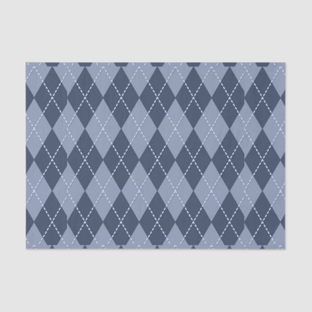 Papel De Seda Cinza Azul Argyle (Frente )