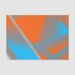 Papel De Seda Cinza Azul Laranja Ombre Arte Geométrica