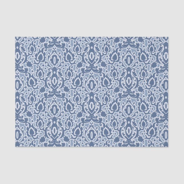 Papel De Seda Cinza azul marroquina Casbah Damask (Frente )