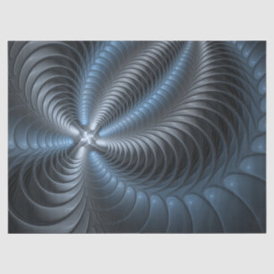 Papel De Seda Cinza Azul Plástico Arte Fractal 3D Abstrato