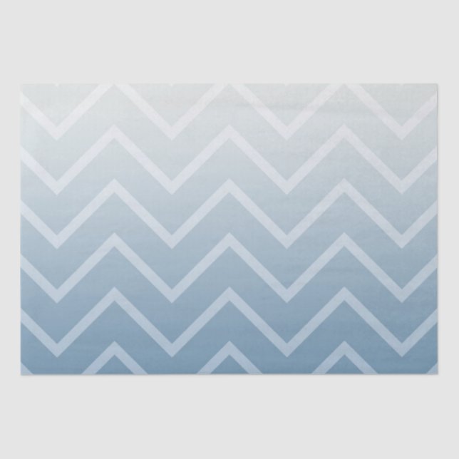 Papel De Seda Cinza Blue Chevron Ombre (Frente )