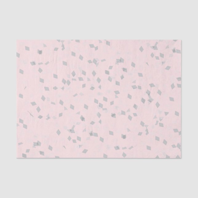 Papel De Seda Cinza Confetti Rosa (Frente )