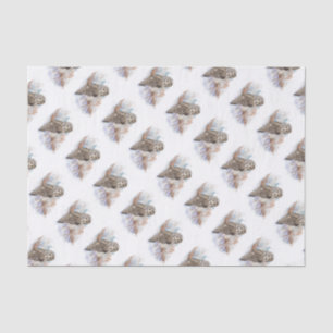 Papel De Seda Cinza de aquarelas Coruja Caranguejo-Natureza Arte