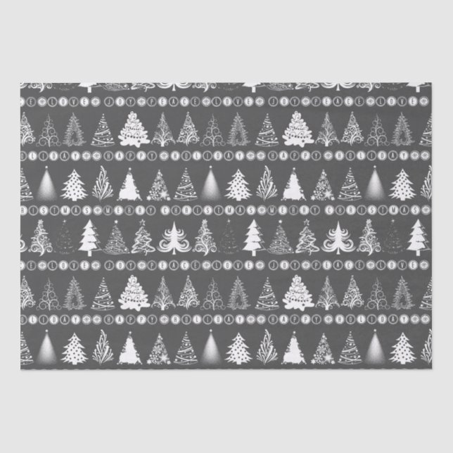Papel De Seda Cinza de Árvore de Natal rico (Frente )