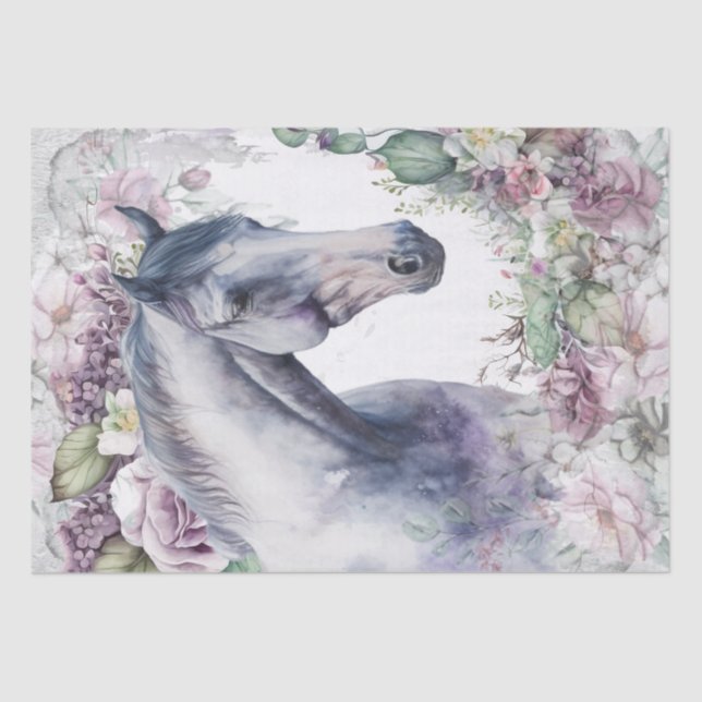 Papel De Seda Cinza de Cavalo Incrível Floral (Frente )