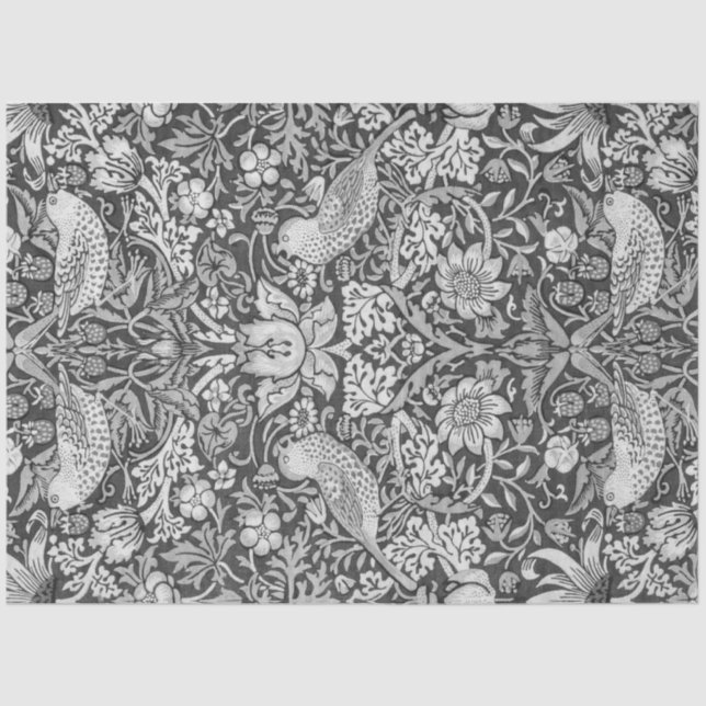 Papel De Seda Cinza de Thef de Morango, William Morris (Frente )
