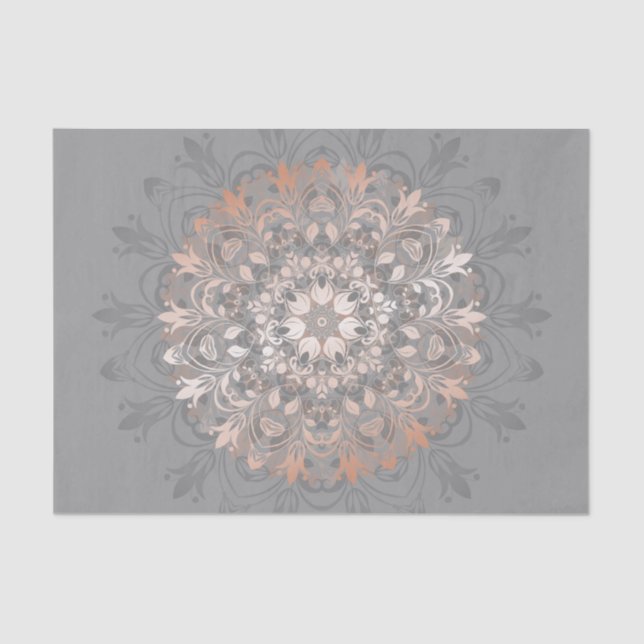 Papel De Seda Cinza Dourada Floral Mandala (Frente )
