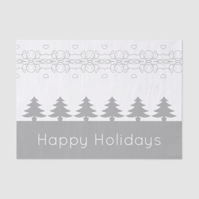 Papel De Seda Cinza E Designer De Férias Brancas (Frente )