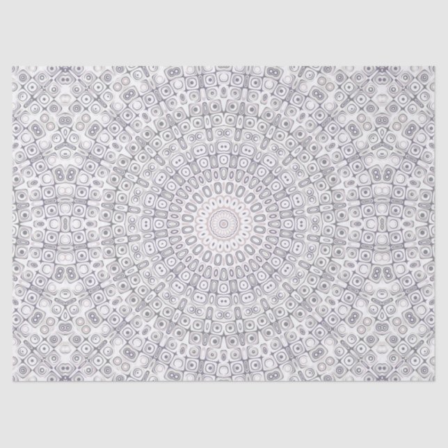 Papel De Seda Cinza e padrão Lilac Mandala (Frente )