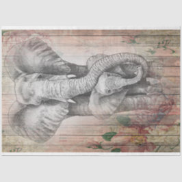 Papel De Seda Cinza Elefante Família Watercolor