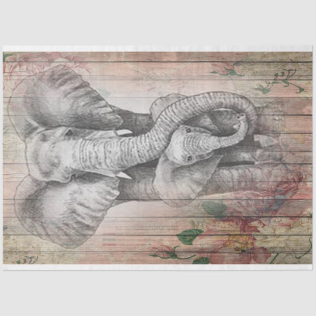 Papel De Seda Cinza Elefante Família Watercolor (Frente )