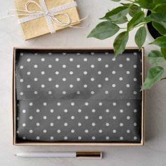 Papel De Seda Cinza Escuro Com Bolinhas Brancas