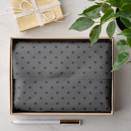Papel De Seda Cinza Escuro Com Bolinhas Pretas