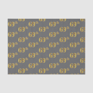 Papel De Seda Cinza, Faux Dourado 69º (Sessenta e nono) Evento