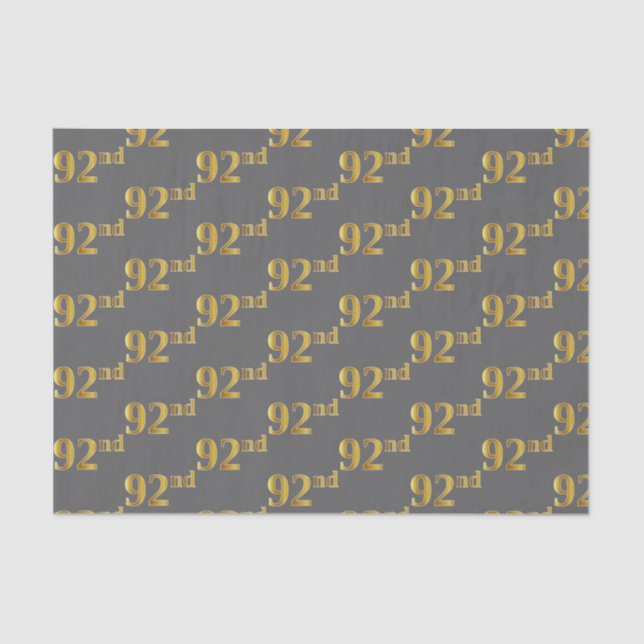 Papel De Seda Cinza, Faux Dourado 92º (Noventa-Segundo) Evento (Frente )