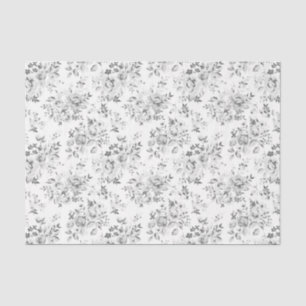 Papel De Seda Cinza Floral Vintage Rosa de inverno Padrão